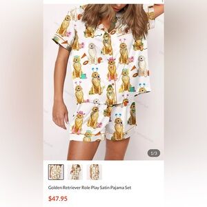 Women’s Golden Retriever Satin Pajama Set